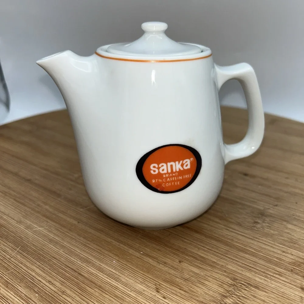 Vtg Sanka Small Coffee Pot Tea Pot Decaffeinated Advertising Made in Japan NIB‎